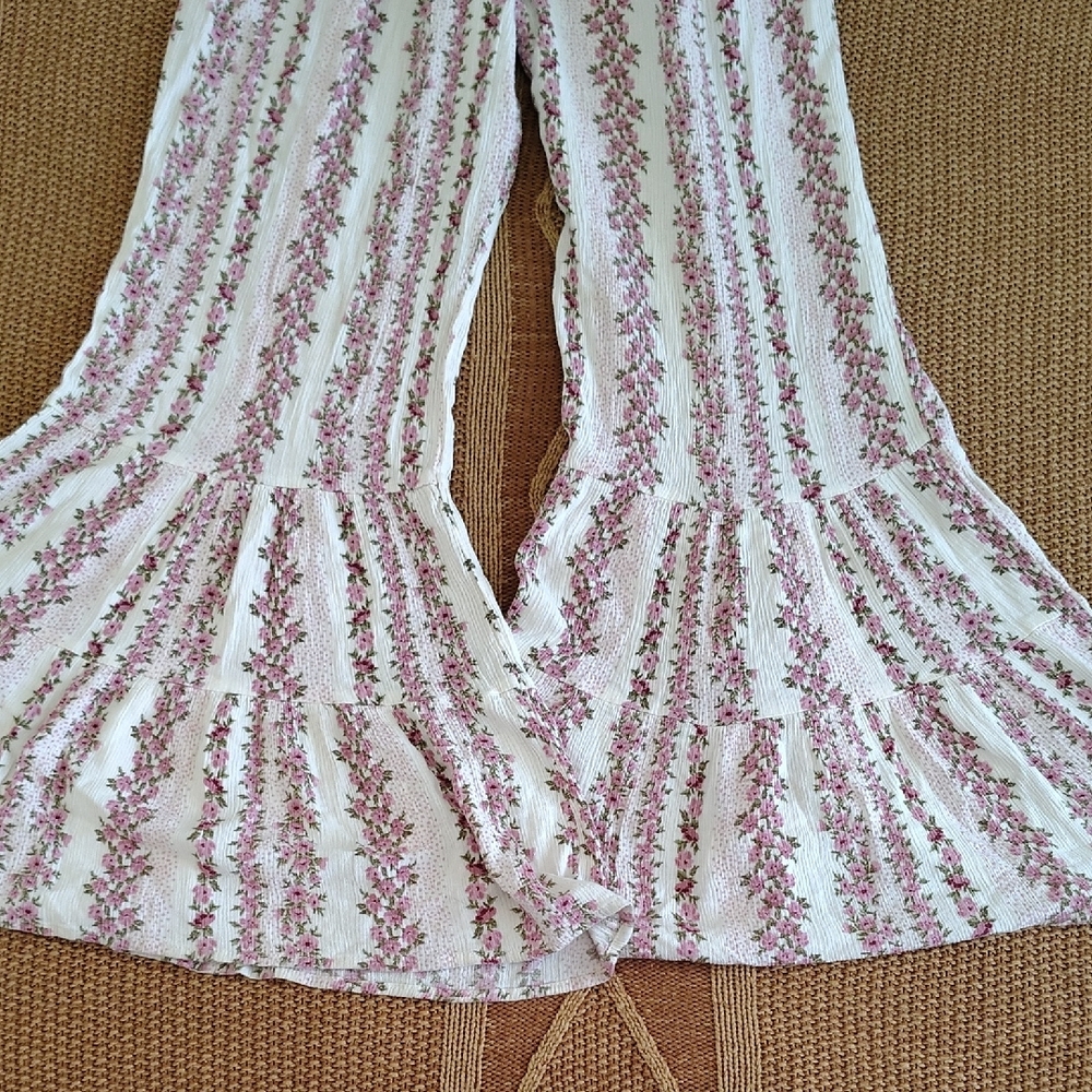 Mimi Chica Cream and Pink Floral Smocked Jumpsuit - Picture 7 of 8